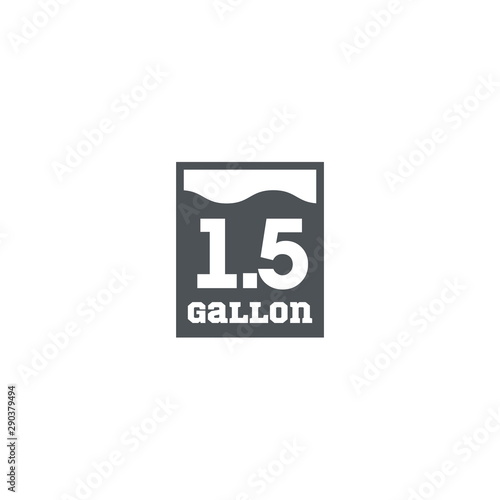 1.5 gal sign (mark) estimated volumes gallons. Vector symbol pac