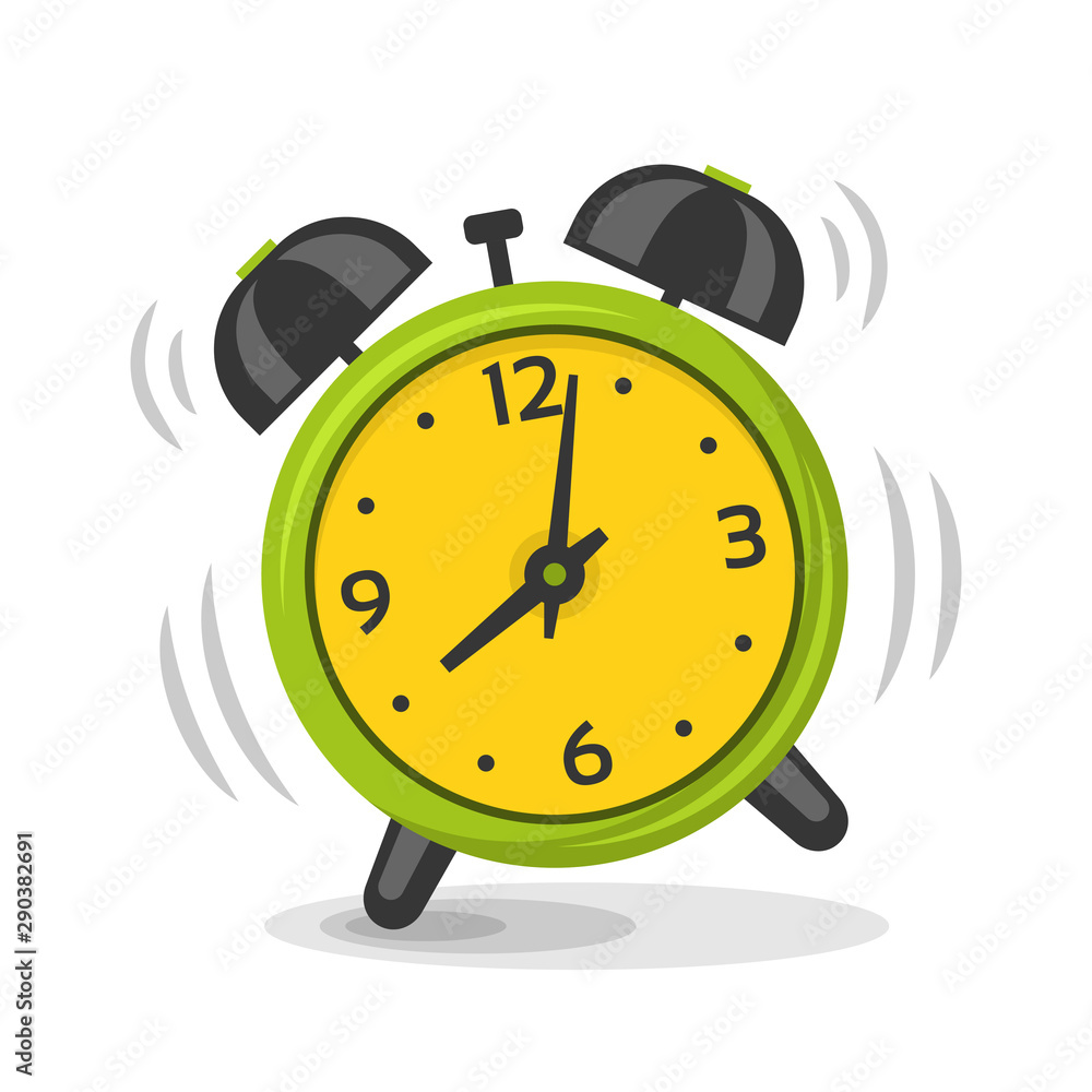 Comic alarm clock ringing and expression with wake up text. Vector bright  dynamic cartoon object in retro pop art style isolated on white background.  Stock Vector | Adobe Stock