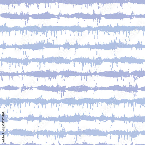 Blurry shibori striped tie dye background. Seamless pattern irregular stripe on bleached resist white background. Japanese style dip dyed batik textile. Variegated textured trendy fashion swatch