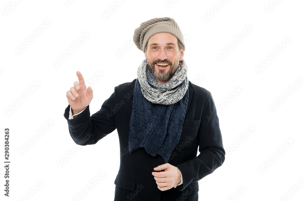 Get ready for frosty days. Mature fashion model enjoy cold weather. Bearded man accessorizing outfit with scarf. Winter wardrobe for fashionable man. Winter outfit. Feeling cozy. Winter is coming Get ready for frosty days. Mature fashion model enjoy cold weather. Bearded man accessorizing outfit with scarf. Winter wardrobe for fashionable man. Winter outfit. Feeling cozy. Winter is coming