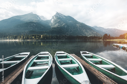 Famous lake Hintersee. Location resort Ramsau, National park Berchtesgadener Land, Upper Bavaria, Germany Alps, Europe. © Leonid Tit