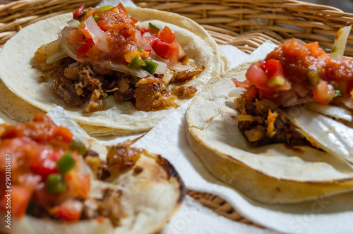 Mexican carnitas tacos, traditional food of Michoacán photo