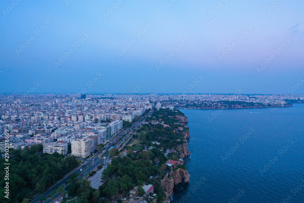 The coast of the city of Antalya, Turkey