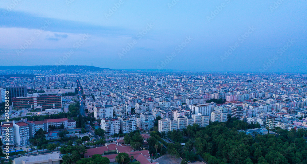 Aerial View Antalya City At Sunset