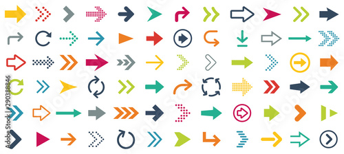 Arrow different icons set. Vector illustration