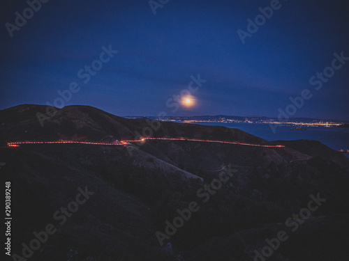 Marin Headlands - hills with the Moon