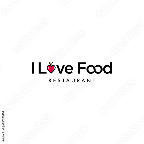 Illustration of heart sign with leaves on it to represent the feeling of love for healthy food logo design