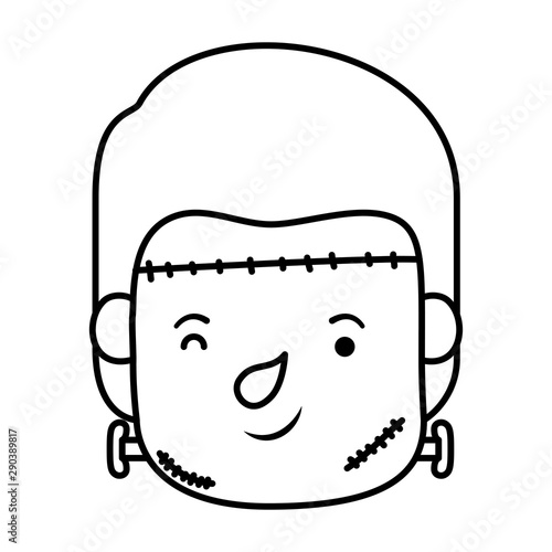cute little boy head with frankenstein costume