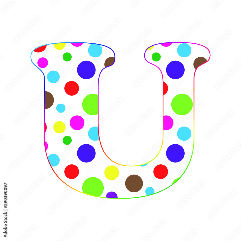 letter U. cartoon fun letters. alphabet for kids. Children's font. dot  texture Stock Vector | Adobe Stock