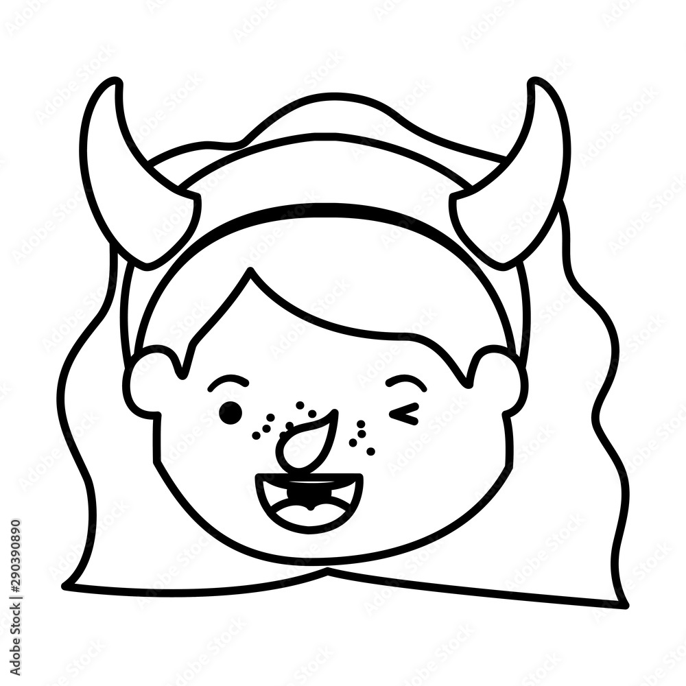 cute little girl head with devil costume cute little girl head with devil costume
