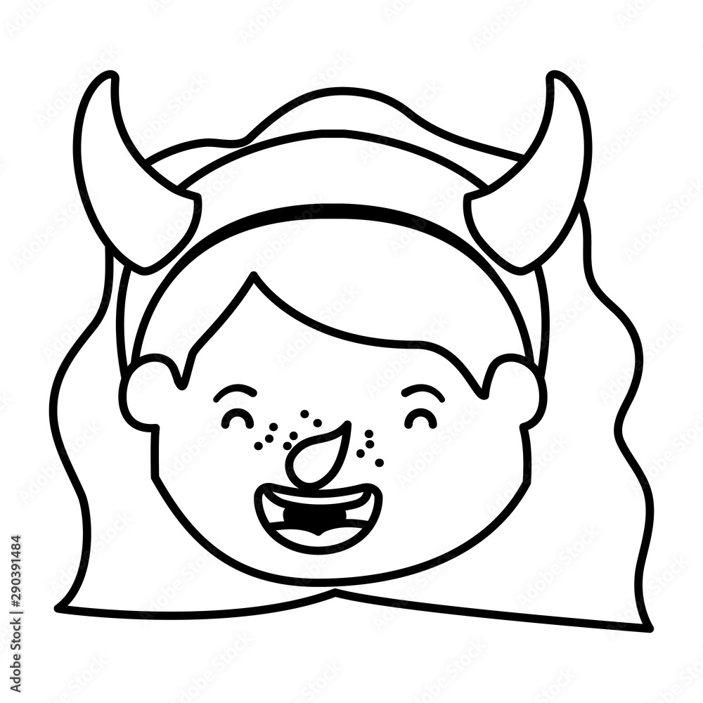 cute little girl head with devil costume cute little girl head with devil costume