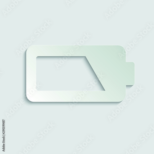 battery icon. Half full battery icon.   paper icon  with shadow  