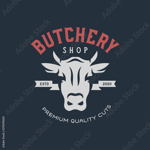 Butcher shop emblem. Vector vintage illustration.