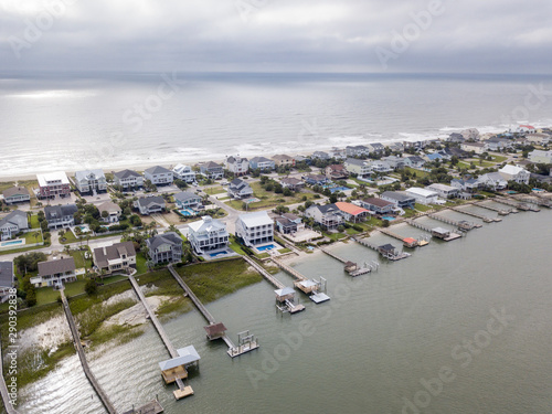 Aerial panorama of the coast of South Carolina at Surfside Beach near Myrtle Beach. photo