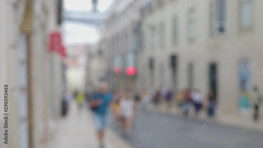 tourists in center of city, blur image tourists in center of city, blur image