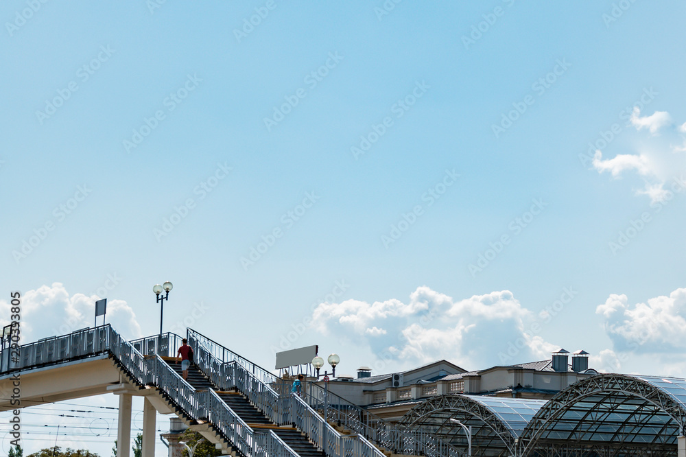 Fragment of the railway station and the station stairs Fragment of the railway station and the station stairs