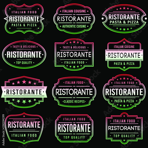 Ristorante Italian Premium Quality Stamp. Restaurant Frames. Grunge Design. Icon Art Vector. Old Style Frames.