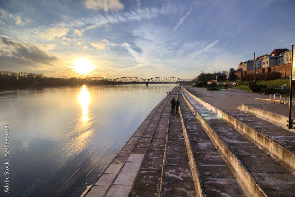 Joseph Pilsudski Bridge on Vistula River in Torun. Kuyavian-Pomeranian  Poland
