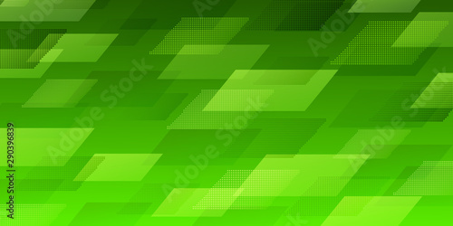 Abstract background of intersecting parallelograms consisting of dots, in green colors