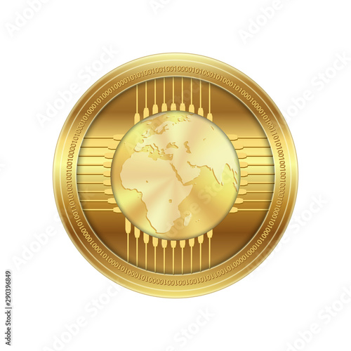 Golden crypto currency, vector