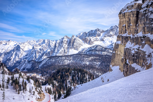 Принти на полотні Winter landscape in Dolomites at Cortina D'Ampezzo ski resort, Italy