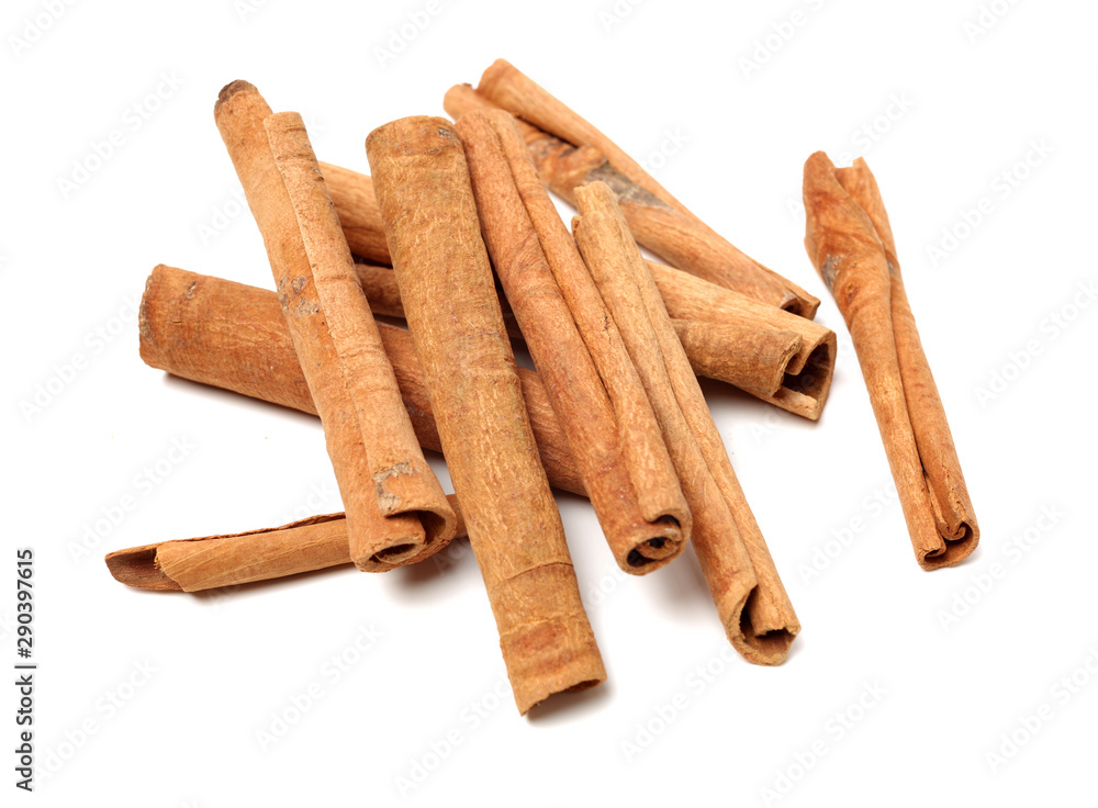 Cinnamon on a white background