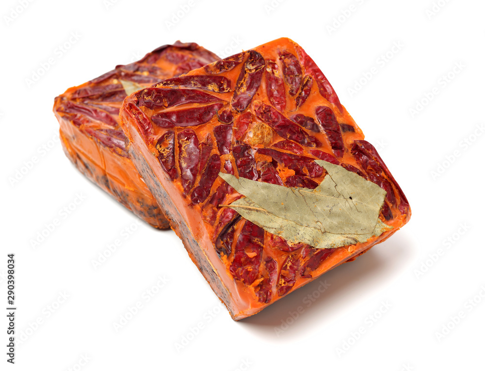 Obraz premium Chinese spicy hot pot bottom material on white background