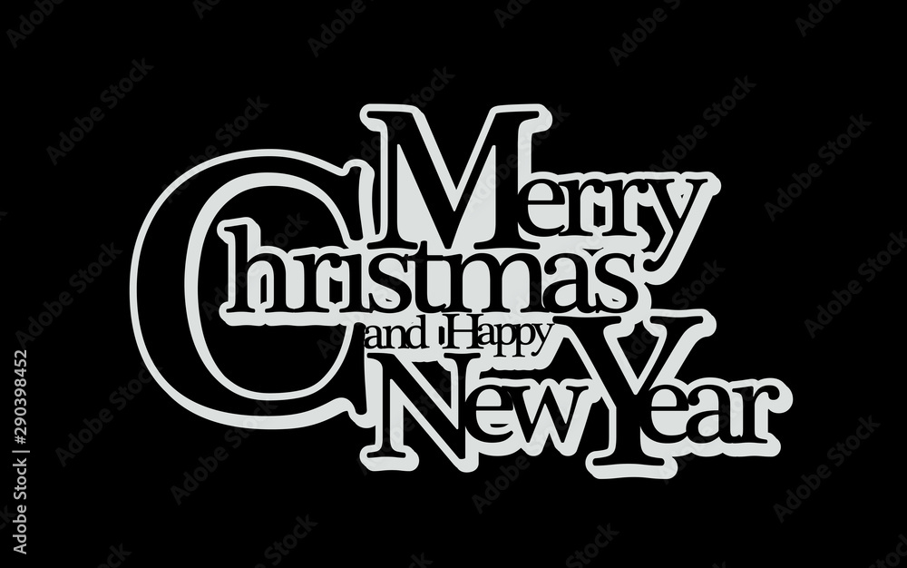Merry Christmas and Happy New Year greeting card, vector