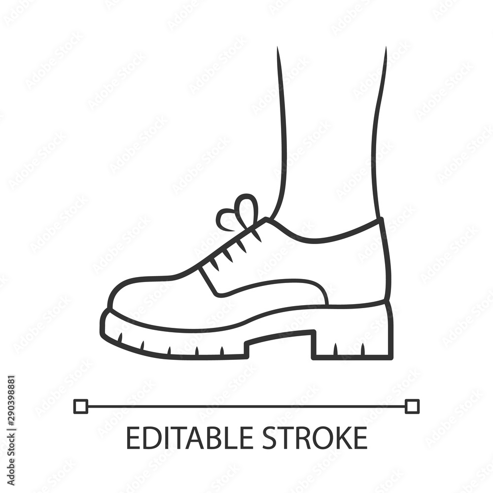 Chunky brogues linear icon. Women 