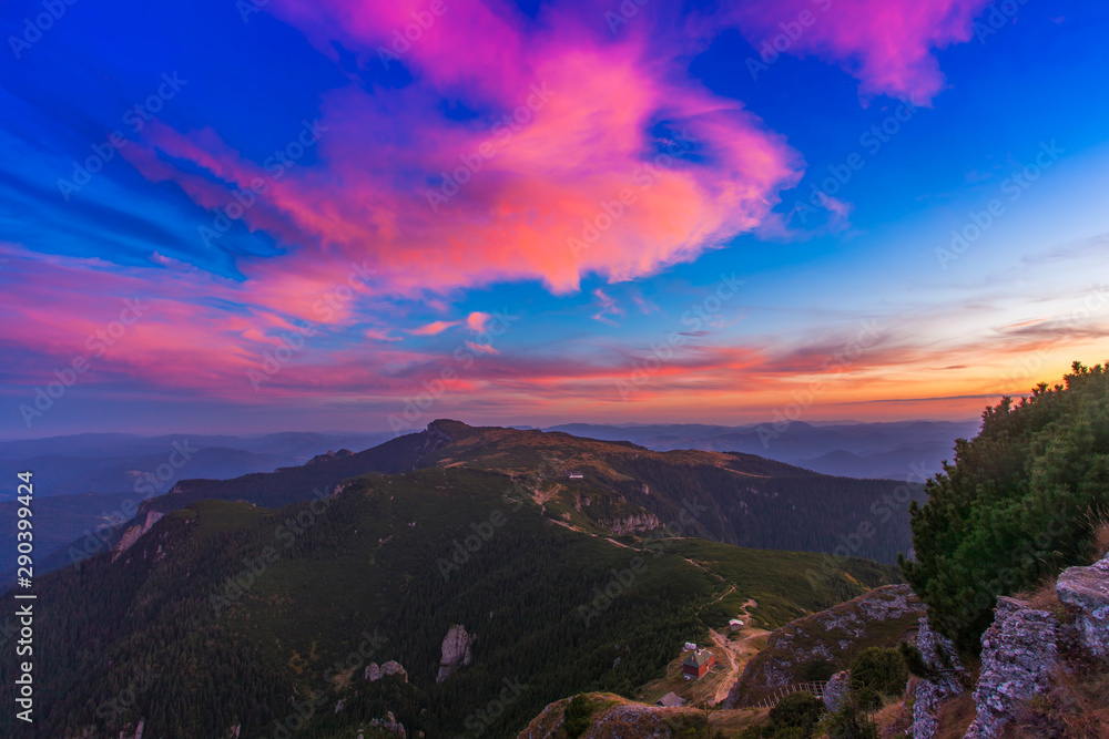 sunset in the Ceahlau mountain, Romania