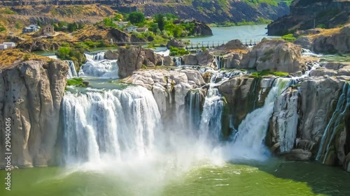 Spectacular aerial view cinemagraph loop of Shoshone Falls or Niagara of the West, Snake River, Idaho, United States. photo