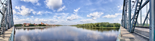 Fototapeta Naklejka Na Ścianę i Meble -  Joseph Pilsudski Bridge on Vistula River in Torun. Kuyavian-Pomeranian  Poland