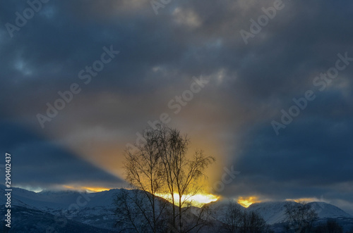 sunset in mountains