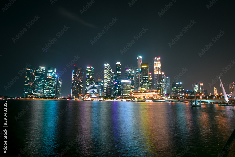 Obraz premium Singapore Skyline at night, Marina Bay