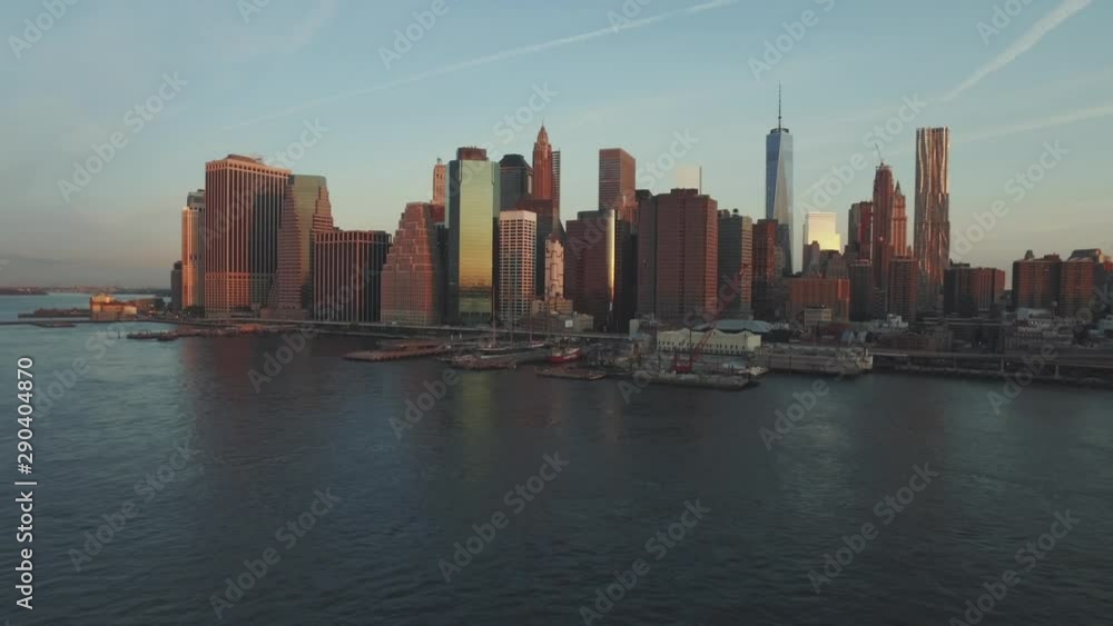 Sunrise and Manhattan skyline, New York, United States Sunrise and Manhattan skyline, New York, United States