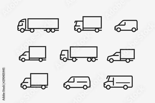 Transport icon set. Transportation in linear style. Vector illustration photo