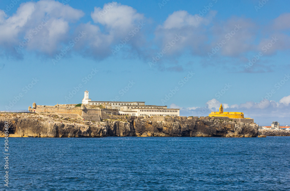 Peniche Fortress, in Portugal, view from the sea.