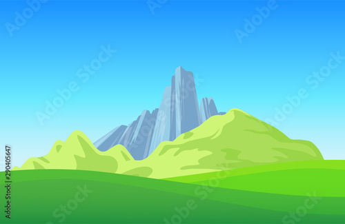 Mountains with Green Field ...