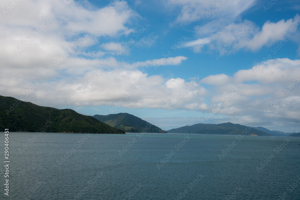 Beautiful scenic views og the stunning Marlborough sounds traveling between Wellington and Picton on the ferry Beautiful scenic views og the stunning Marlborough sounds traveling between Wellington and Picton on the ferry