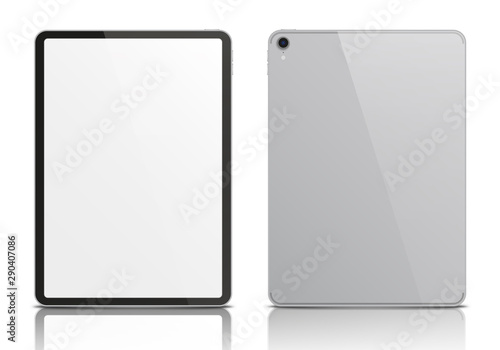 Realistic silver tablet pc.