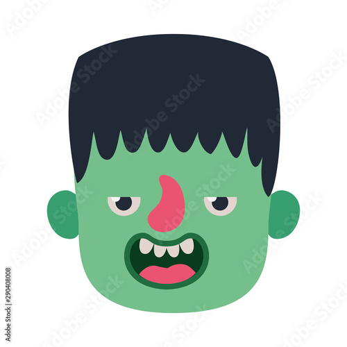 cute little boy head with frankenstein costume