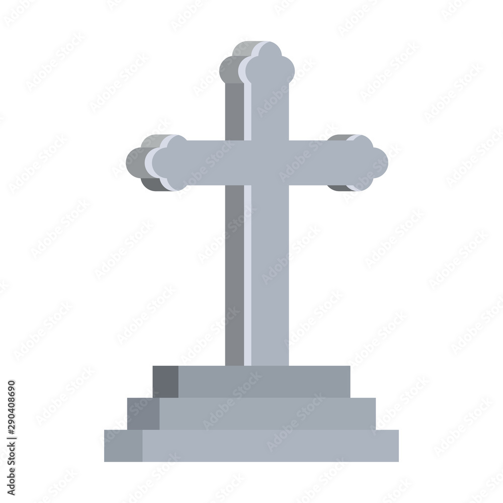 cemetery cross christianity isolated icon