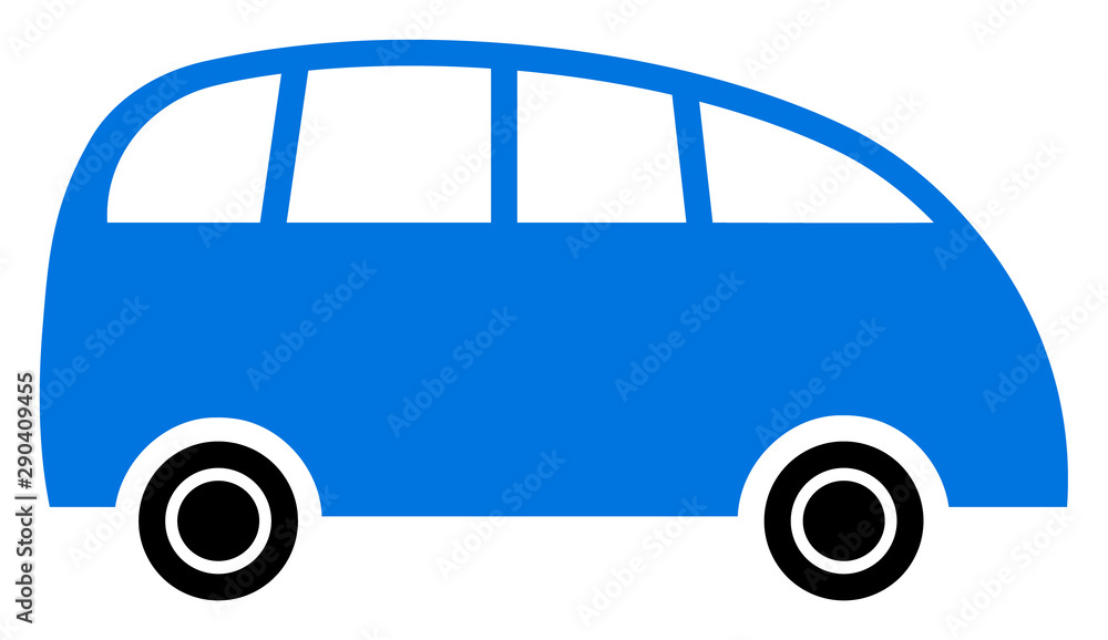 Vector minibus flat icon. Vector pictograph style is a flat symbol minibus icon on a white background.