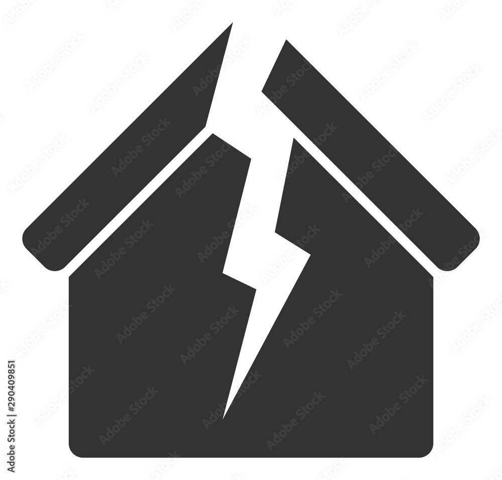 Vector housing crisis flat icon. Vector pictograph style is a flat symbol housing crisis icon on