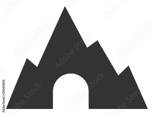 Vector mountain tunnel flat icon. Vector pictograph style is a flat symbol mountain tunnel icon on a white background.