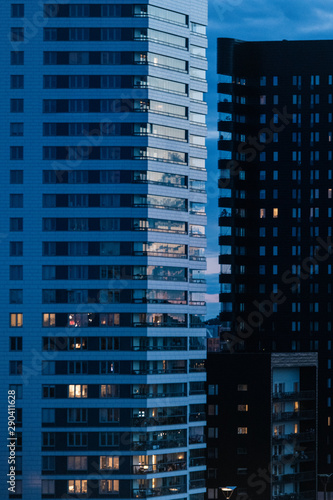 Photography modern buildings in stockholm at night