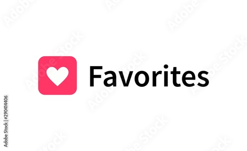 Favorites icon. Vector heart icon in square with rounded corners, concept element for ui, apps, online store and logo design.