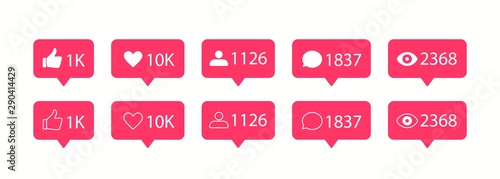 Vector social media icons. Like and comment icon.