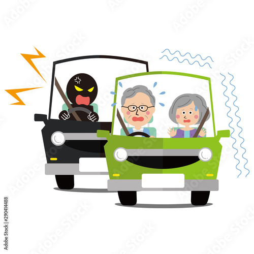 知らない人に煽り運転されるシニアの夫婦
