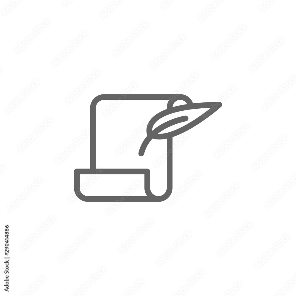 Old manuscript, feather icon. Element of theater icon. Thin line icon Old manuscript, feather icon. Element of theater icon. Thin line icon